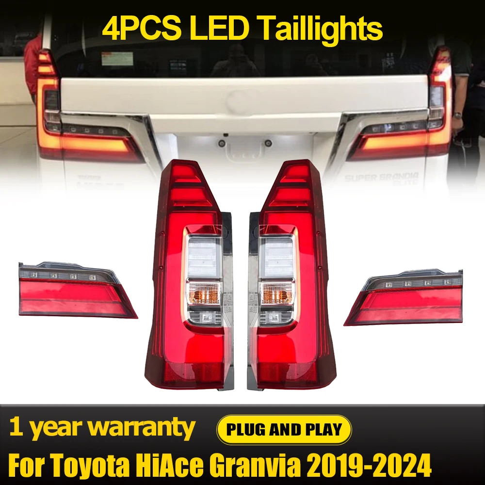 Car Led rear Tail Light for Toyota 300 HIACE 2019-2024 Brake Driving Reversing Lamp Assembly Turn Signal автомобильные товары