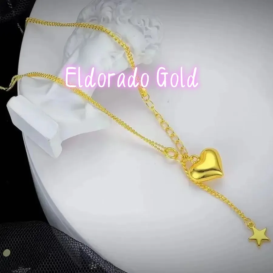 

Золотое ожерелье Eldorado Luxury 24K 9999 пробы с подвеской в виде звезды и кисточки, женское, на одну цепочку
