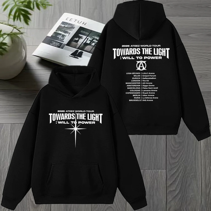 2025 Kpop Ateez نحو الضوء: Will To Power World Tour البلوز الرجال النساء موضة عادية هوديي للجنسين كنزة صوف