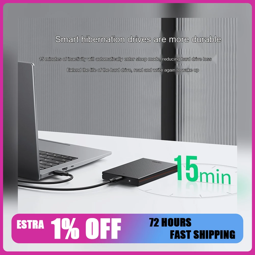 UGREEN 30731 CM479 2.5 Inch SATA HDD Enclosure USB 3.0 External Hard Drive Case 5Gbps UASP Dual Cable