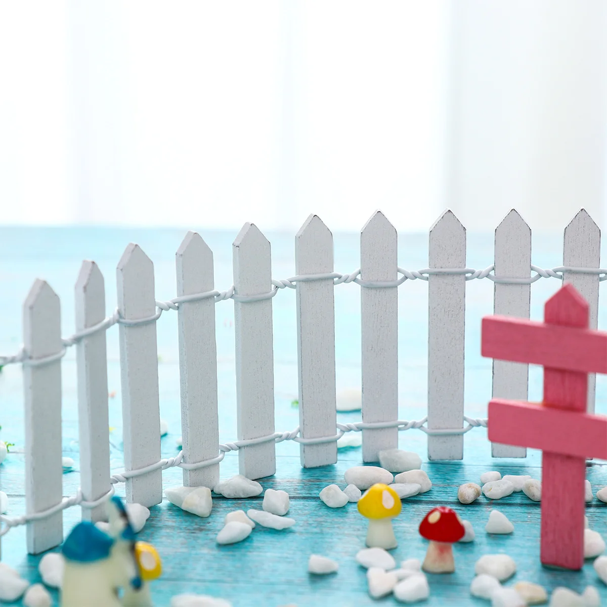 Mini cerca de madeira picareta diy decoração de jardim de fadas ornamento de árvore de natal micro kit de paisagem para exibição de terrário bonsai