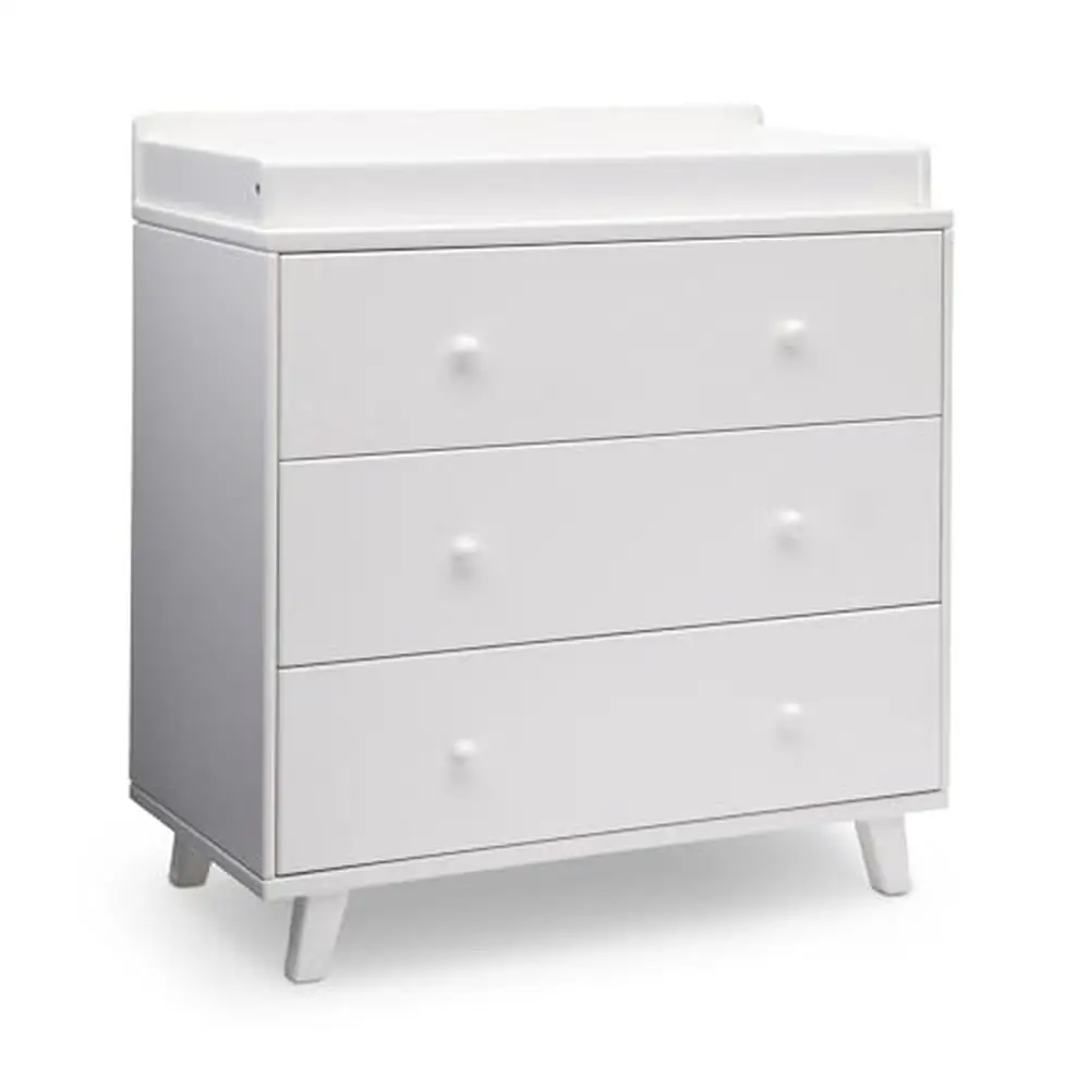 3-Drawer Dresser with Changing Top Greenguard Gold Certified White Interlocking Drawers Safe Option Sustainable Materials Modern