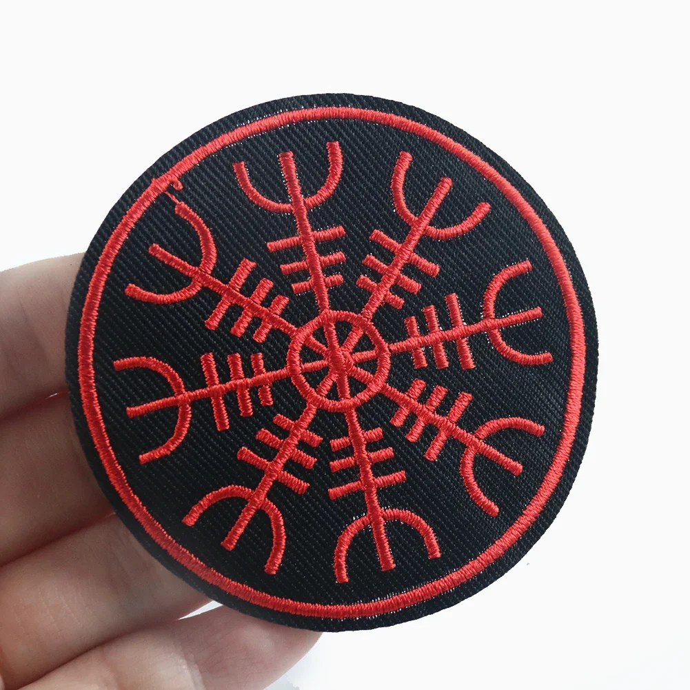 5 sztuk Viking God of War Symbol Vegvisir łatki odznaka okrągły haft aplikacja na ubrania szyć na tkaniny odzież materiały krawieckie