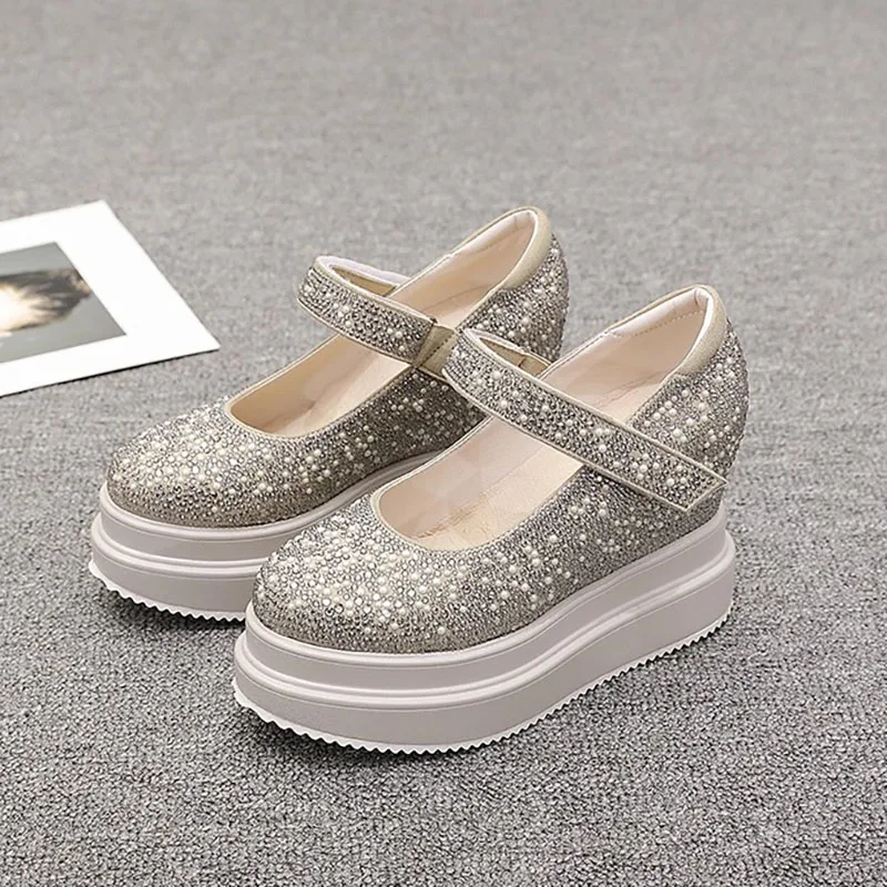 

XMWRLW Women's Summer Platform Sandals Fashion Rhinestone Female High Heels Women Wedges Shoes Summer Sandals Non Slip Shoes