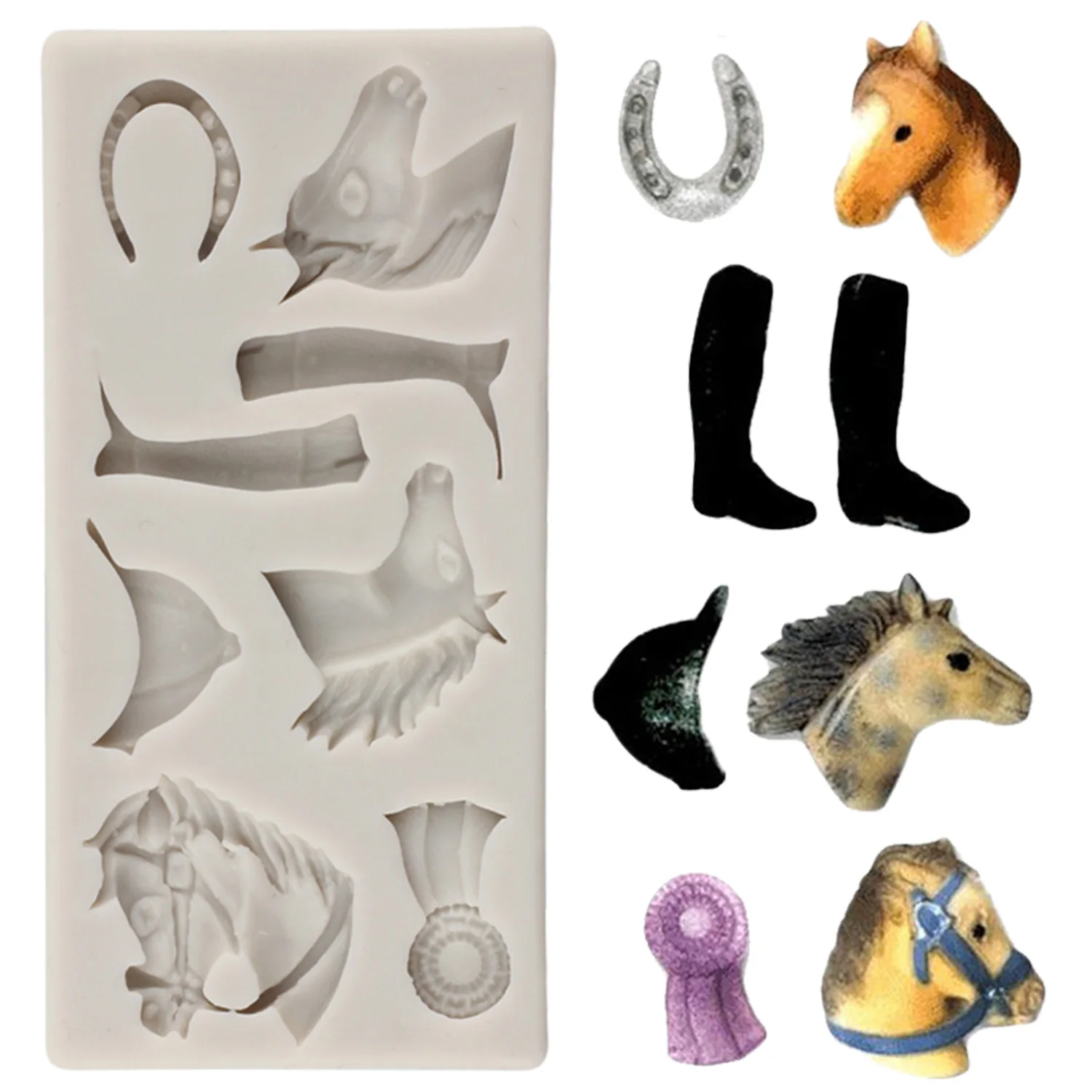 3D Horse Shoes Silicone Mold Riding Boots Hats Cupcake Topper Fondant Cake Decorating Tools Candy Resin Clay Chocolate Moulds