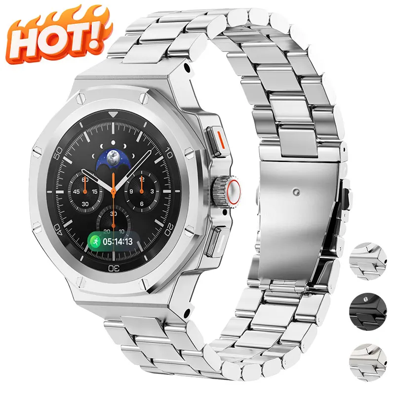 

Роскошный комплект модификации для Samsung Watch 8 40 мм 44 мм, ремонтный комплект, резиновая лента + металлический корпус для часов 8, классический ремешок 46 мм, аксессуары