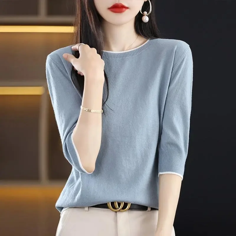 Womens Sweaters Spring Autumn O-neck Knitted Pullovers Loose Bottoming Shirt Cashmere Fashion Jumper Shirt Pull Femme