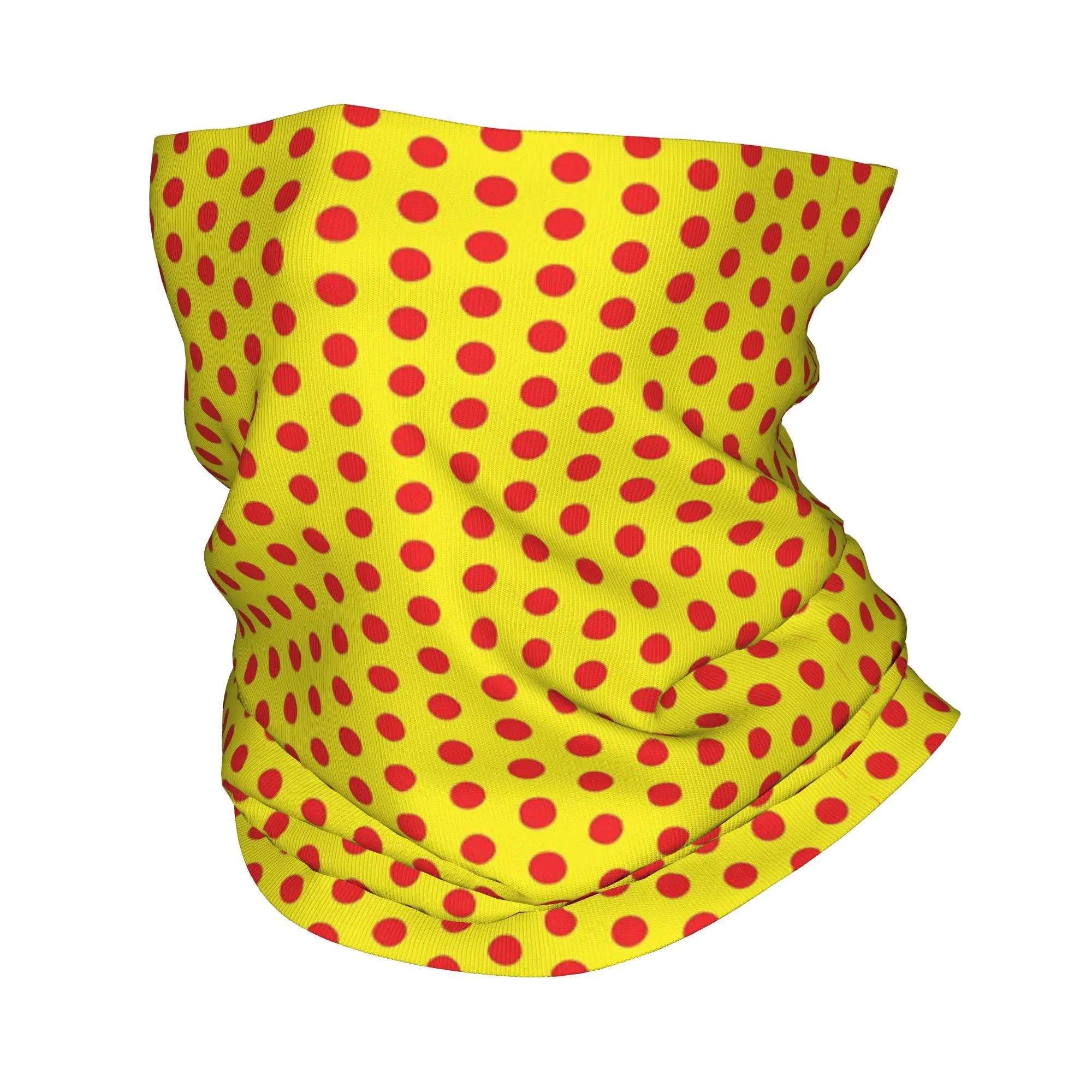 

Classic Red and Yellow Polka Dot Pattern Bandana Neck Gaiter Printed Wrap Mask Scarf Headband Cycling Unisex Adult Breathable