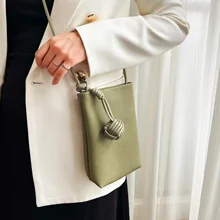 High-End Women's Crossbody Bag First Layer Cow Leather Mini Handbag Small Multi-Color Daily Use Phone Purse with Hydrangea Charm