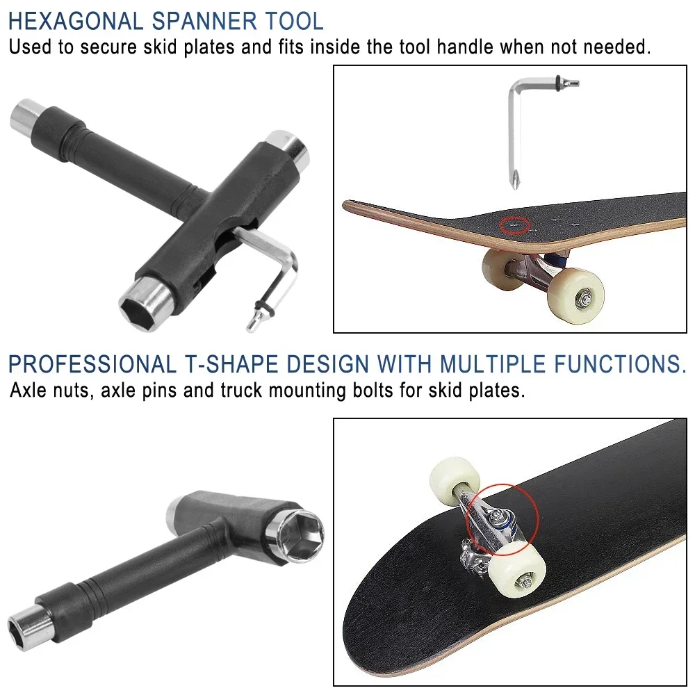 T Shape Wrench Skateboard Professional T Type Allen Key Black Longboard Skateboard Tools Board Roller Skate Wrench Tools Parts