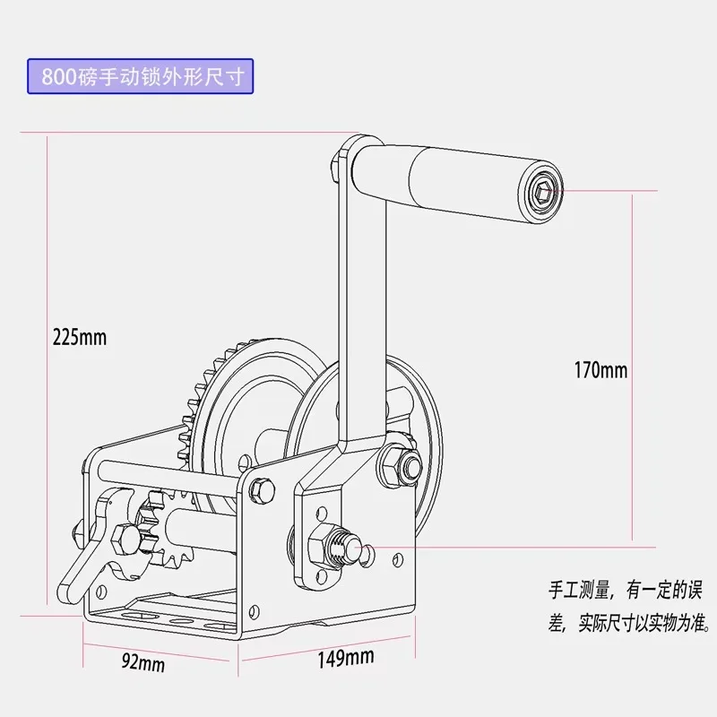 Hand Crank Self-locking Winch 304 Stainless Steel Manual Traction Winch for Lifting