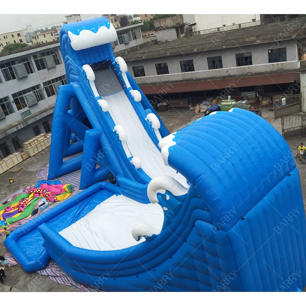 

China Factory Price Commercial Wave Blue Inflatable Water Slides for Sale