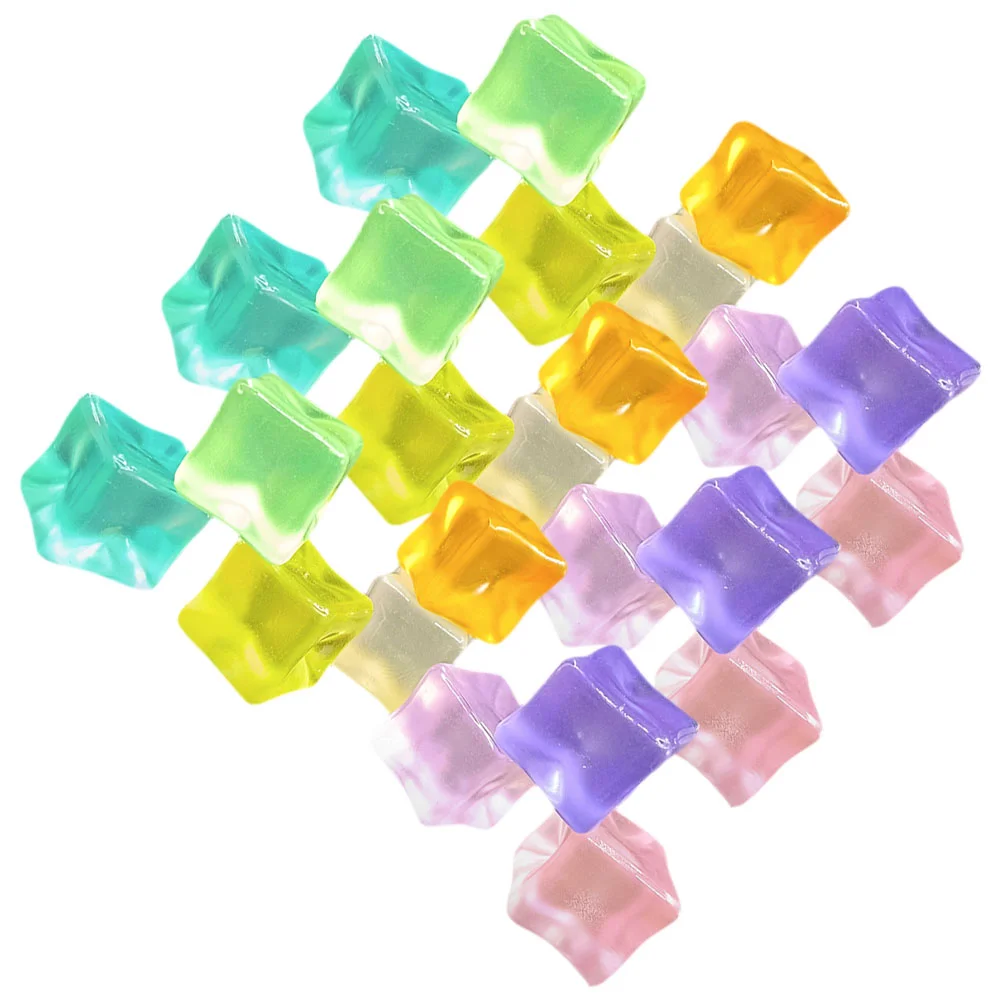 30 Pcs Luminous Ice Cubes Fake Artificial Accessories Colored Acrylic Decorative