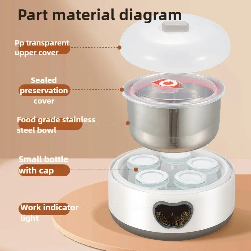 Home 304 Stainless Steel Yogurt Machine Fully Automatic Small Yogurt Machine DIY Intelligent Constant Temperature with Timing