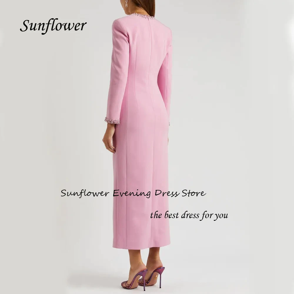 Sunflower Dubai Prom Dress Long Sleeve Ankle Evening Gown Women Birthday Wedding Party Formal Dress Arabia