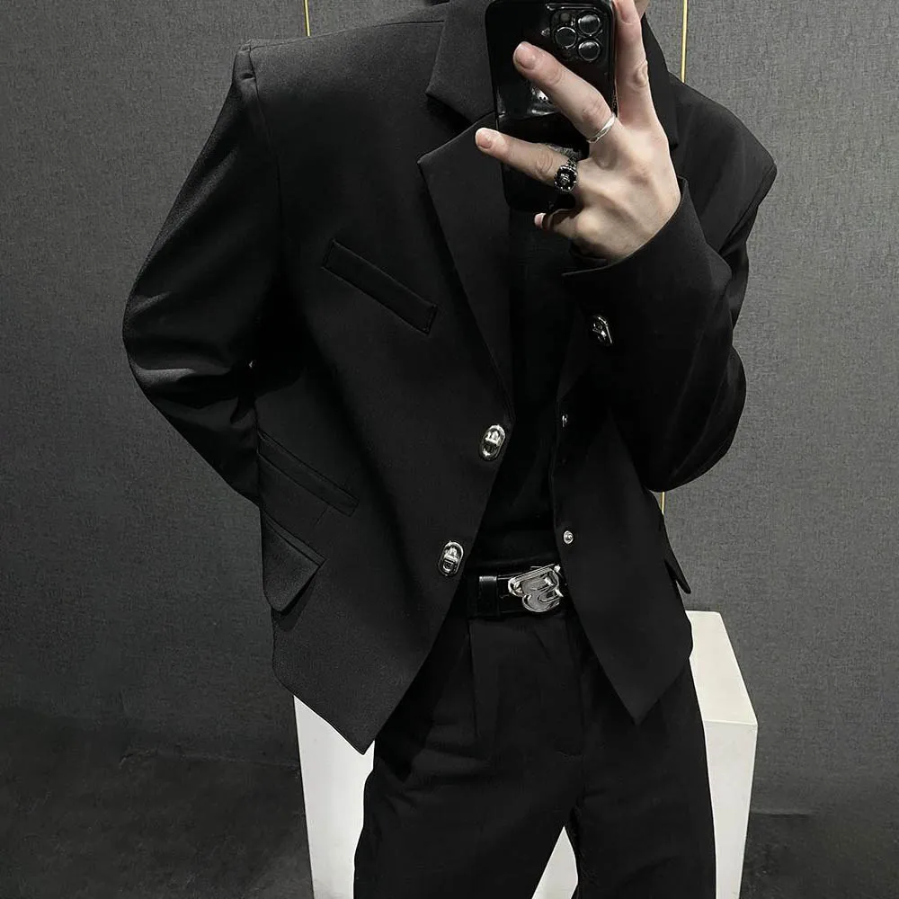 

Mens Jacket Ballroom Shoulder Pad Casual Suit Jacket Fashion Nightclub Stage Performance Youth Business Top Men'S Clothing 2025