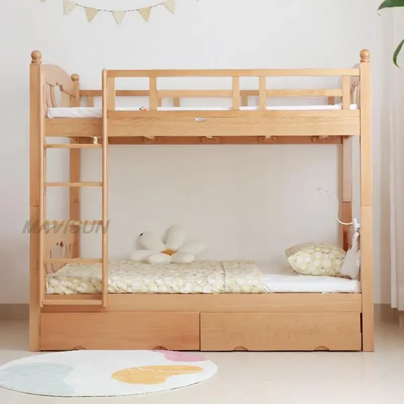 

bed Storage German Beech Wood Bunk Child Furniture Japanese Style Ladder Environmental Protection Strong Combination