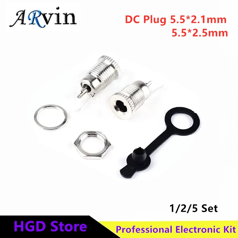 

1/2/5Pcs/Set DC099 5.5 mm x 2.1mm 5.5 mm x 2.5mm DC Power Jack Socket Female Panel Mount Connector metal 5.5*2.1 5.5*2.5