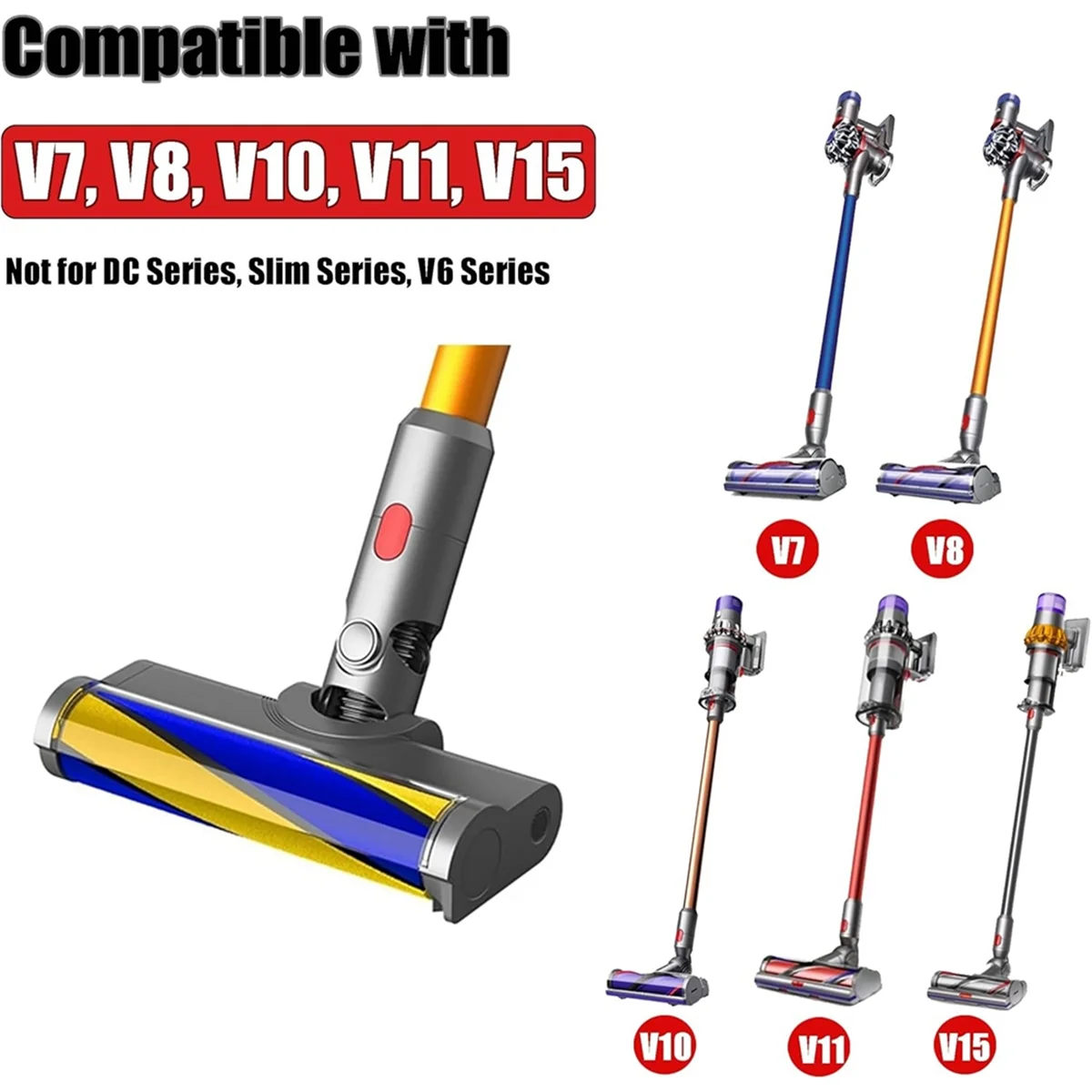 Cabeça de escova n09r para dyson v7 v8 v10 v11 v15 peças de reposição de cabeça de escova de piso de madeira com luz de detecção de poeira