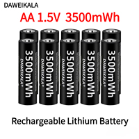 2024 New AA 1.5V 3500MWh Rechargeable Lithium ion Battery for Remote Control, Mouse, Fan, Electric Toys