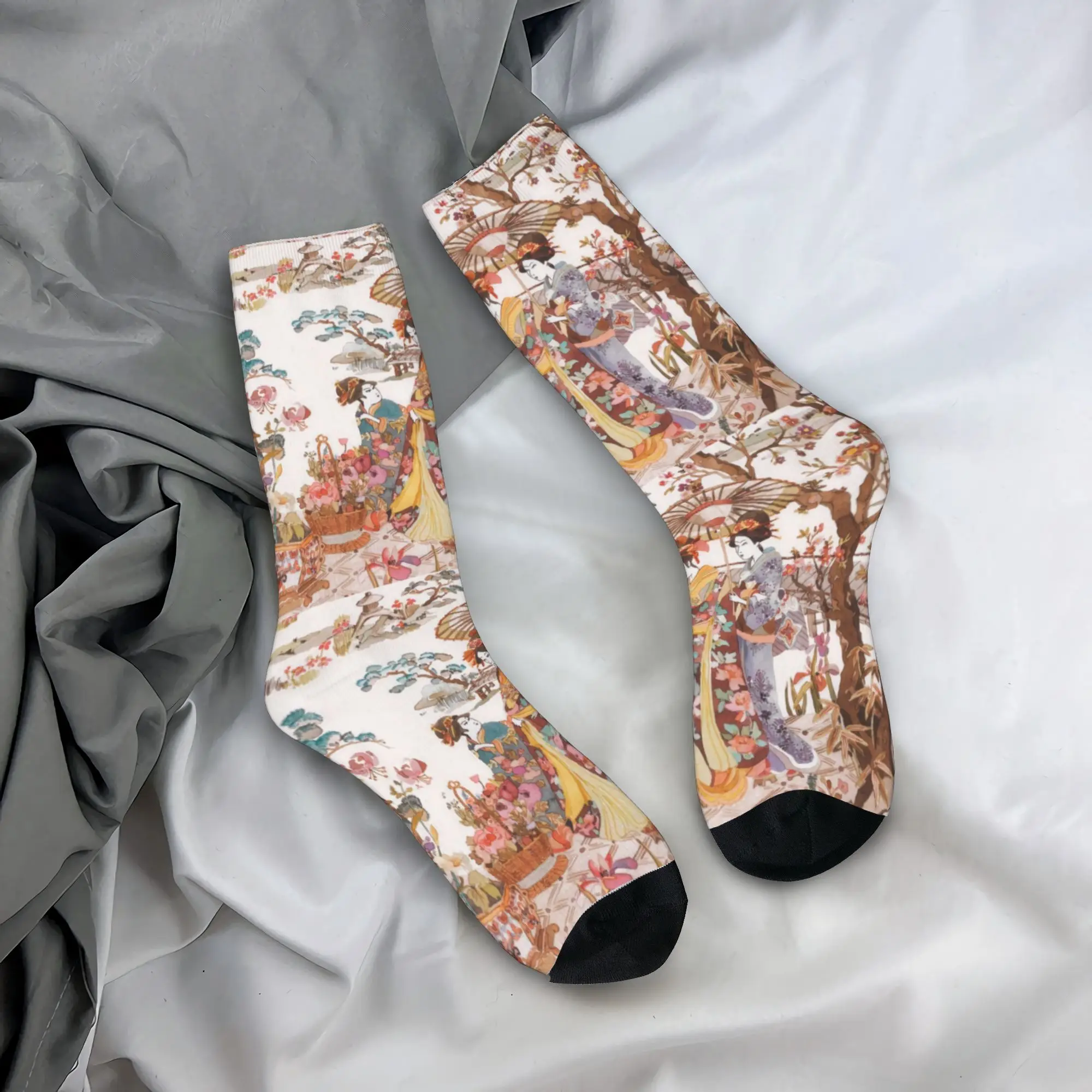

Custom Vintage Japanese Geishas Traditional Art Men's Crew Socks Unisex Fashion 3D Printing Dress Socks