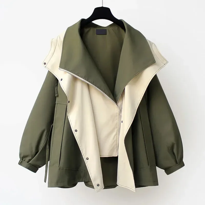 

Receive Waist Medium Long Windbreaker New Korean Version High-End Women Spring And Autumn Casual Fashion Tooling Coat Z445