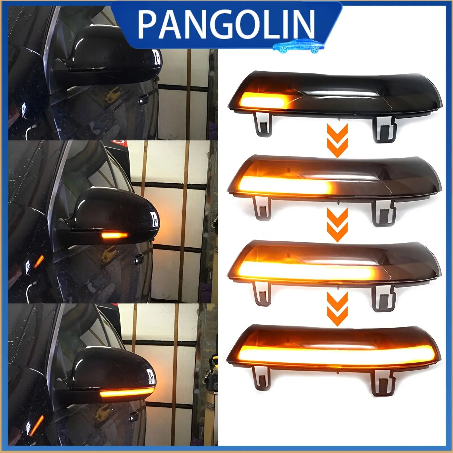 

PANGOLIN 2Pcs Dynamic Mirror LED Turn Signal Light Indicator For VW Golf 5 Jetta MK5 Passat B6 2Pcs Premium Semi-Smoked Lens