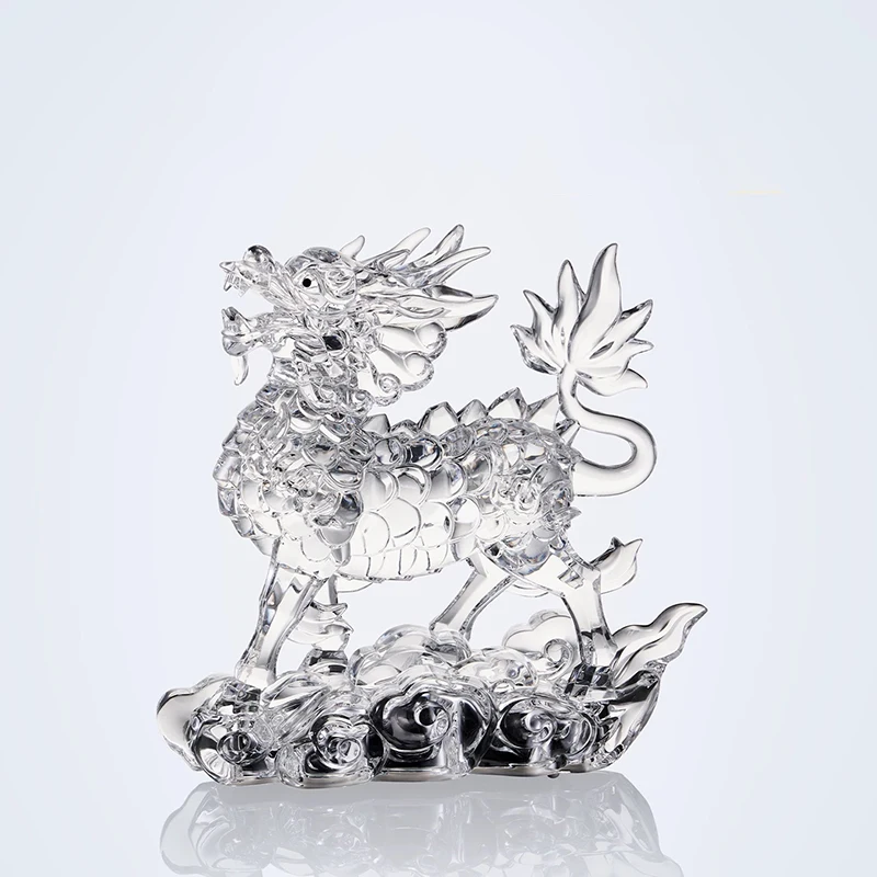 l*-Kirin Sculpture Ornament, Transparent Acrylic Artwork, Luminous Crafts Room Decor, Animal Model Statue, Art Gifts