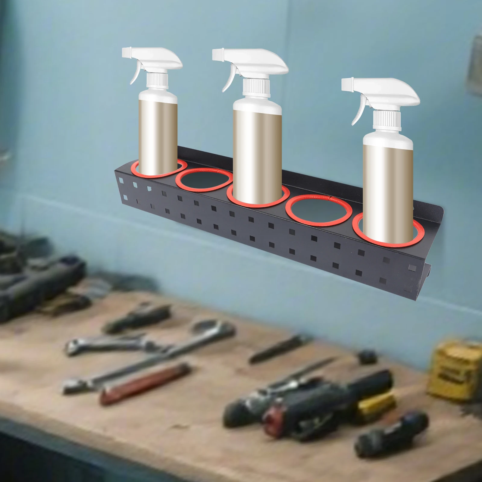 

Стеллаж для хранения распылителей, вешалка для распылителей, настенная полка для хранения распылительных бутылок 60*12 см. Магазин распылительных бутылок.