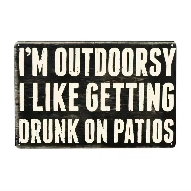 Humorous I'm Outdoorsy... Vintage Metal Tin Sign, Black & White Retro Design, Iron Material - Perfect for Bars, Patios, Home Dec