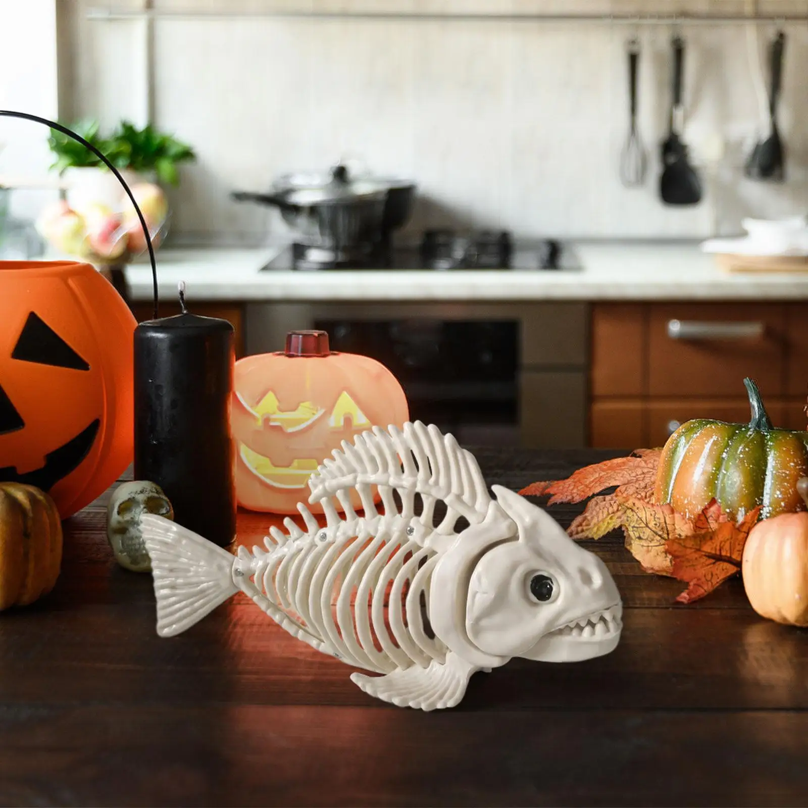 Halloween Decor Scary Sculpture Fish Skeleton for Spooky Scene Yard Garden