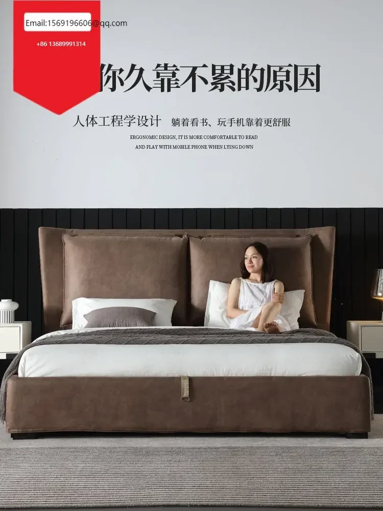 

Scandinavian modern technology fabric double master bedroom, removable and washable soft , light luxury fabric bed