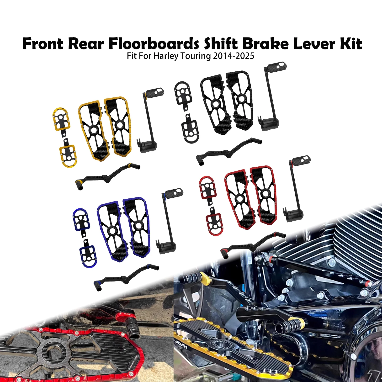

Motorcycle Floorboards Shifter Brake Lever Kit Front Rear Footrest For Harley Touring Electra Street Glide FLHR 2014-2025 FLTRX
