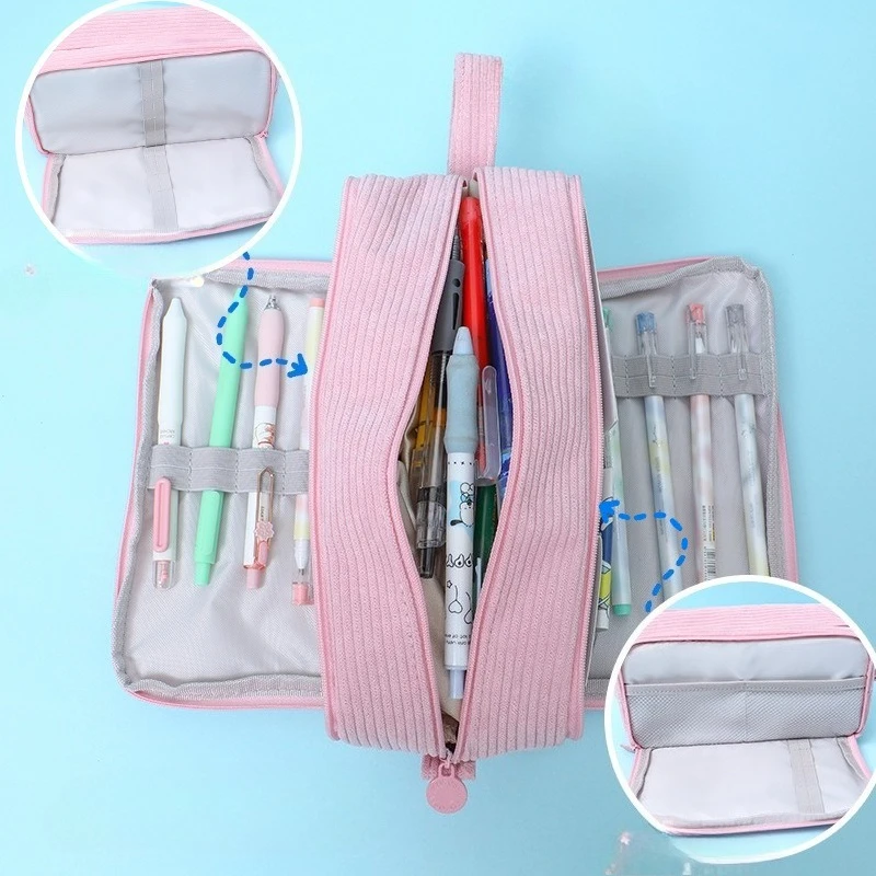 Large Capacity Stationery Case, Durable Oxford Cloth Pencil Case, Portable Organizer for School, Office and University Supplies