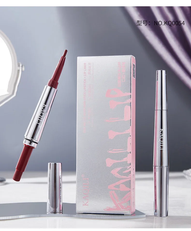 Matita per labbra opaca a doppia estremità Rossetto impermeabile a lunga durata senza trasferimento a prova di sbavature per un trucco labbra perfetto