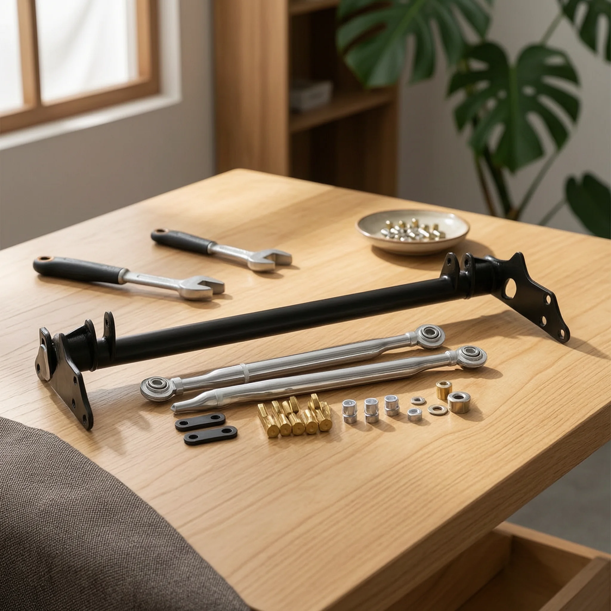 Traction Bar Assembly Heavy Duty Front Chassis Brace with Control Rods Car Tuning for Civic 1988 to 1991 Two Door