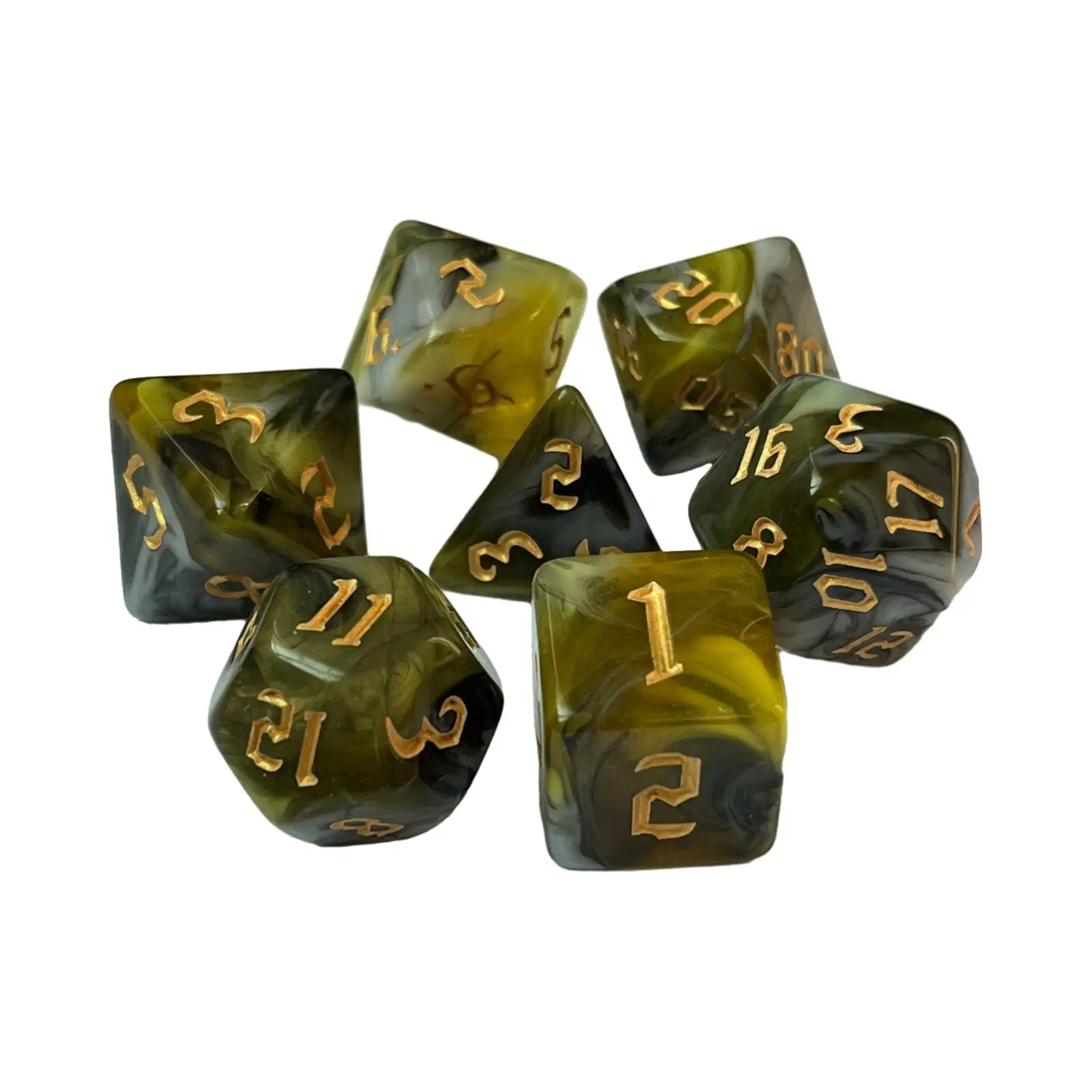 Dadi poliedrici multifaccia Set doppio colore Gioco di ruolo da sette pezzi Bomboniera per giochi di carte e apprendimento della matematica