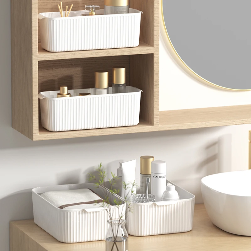 WORTHBUY Multifunctional Desktop Storage Box Toiletries Cosmetic Plastic Storage Organization Box For Bathroom Storage Basket