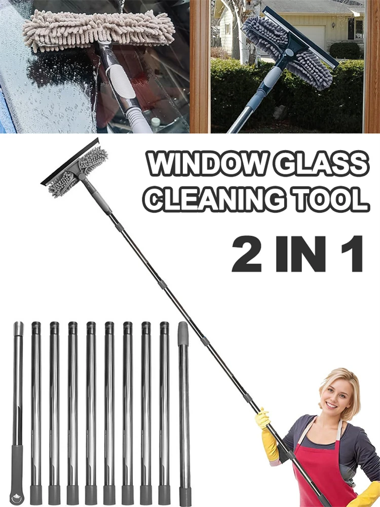 2-in-1 glass cleaning artifact 5m glass wiper for wet and dry use, easy to clean glass Double-sided scraper Window Cleaning Tool