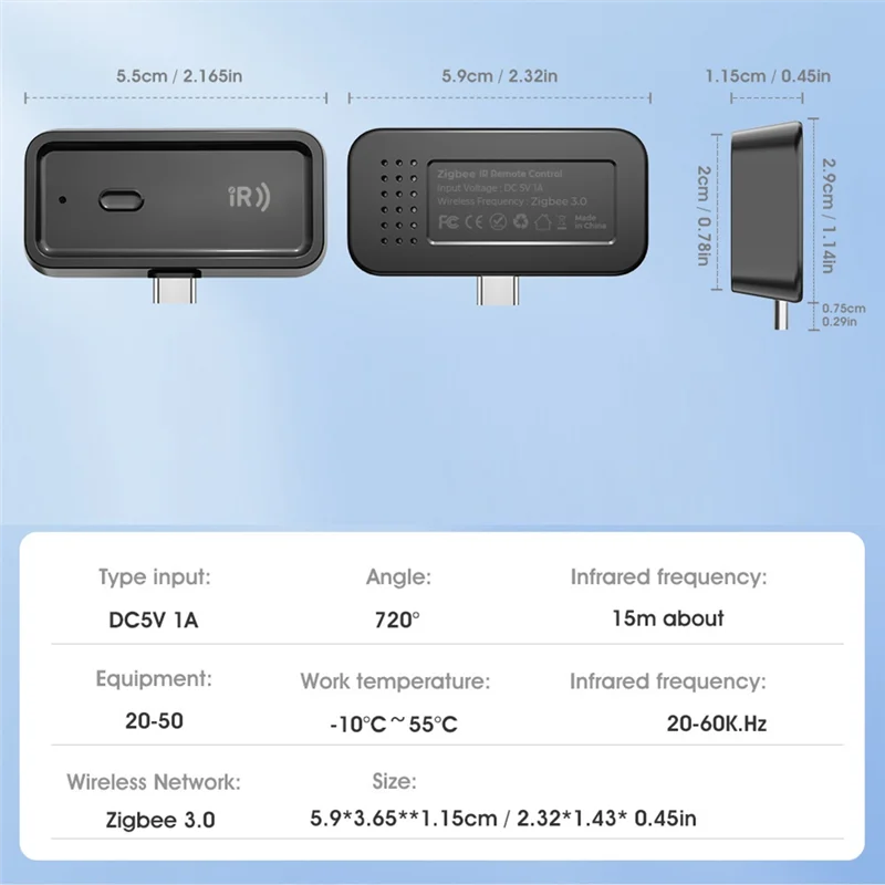 B89B-Mini Zigbee IR جهاز تحكم عن بعد ذكي للمنزل الذكي جهاز تحكم عن بعد بالأشعة تحت الحمراء مع Zigbee LAN Cateway لتلفزيون مكيف الهواء