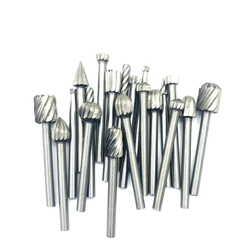 20 Pcs Durable HSS Routing Router Bits Wood Carving Milling Cutter Set  Burr Milling Cutter for Rotary Engraving Machine Tool