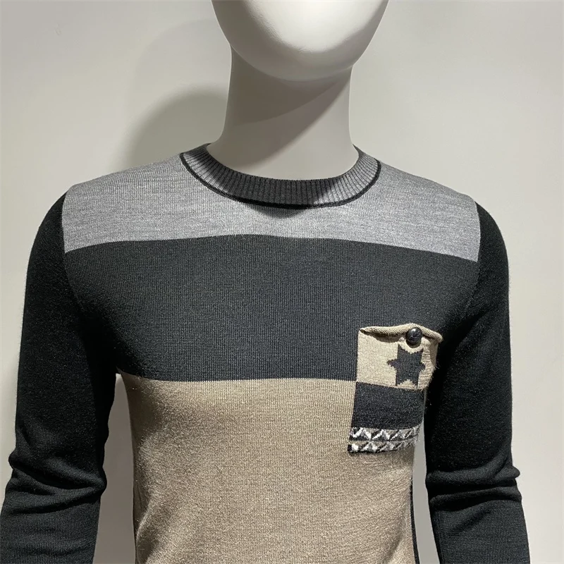 

Yago GY Men's Faionable Casual round Ne ey Slim Fit Wool Sweater Hoodie Comfortable Breathable Winter Knitted Top