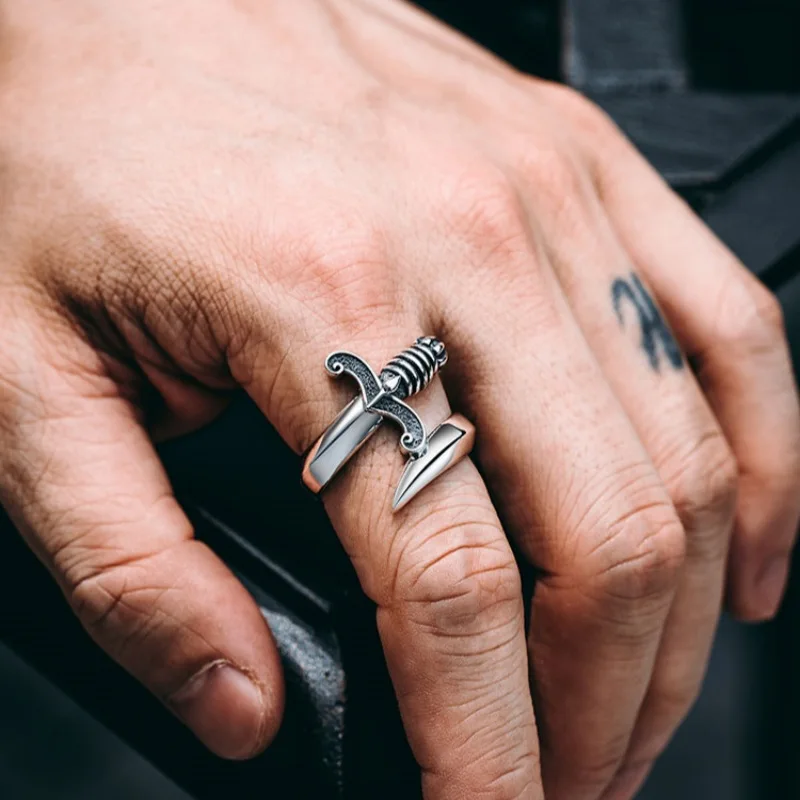 Trendy and Creative Sword Ring For Men Thai Silver Jewelry Personalized High-end Rings KOFSAC