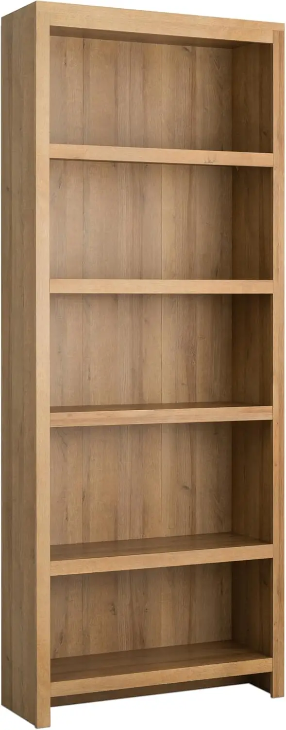 

5-Tier Wooden Bookcase, Oak Storage Cabinet, 31.75' W x 80' H x 12' D, Home Office Living Room Bedroom Organizer