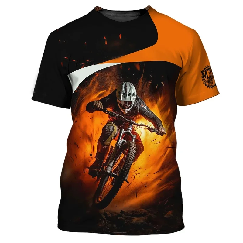 

Футболка мужская оверсайз с коротким рукавом, мотоциклетная тенниска с 3D принтом, одежда для улицы