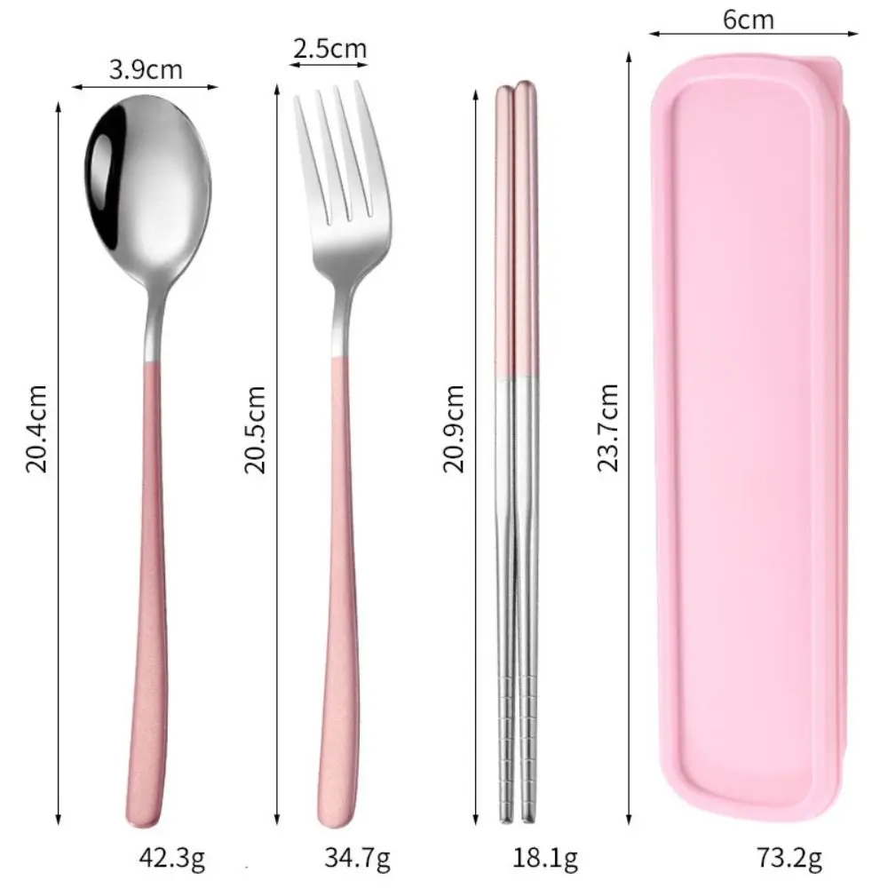 Set di posate in acciaio inossidabile 304 con custodia in stile coreano Set di stoviglie portatili servizi di stoviglie da cucina per la scuola di casa