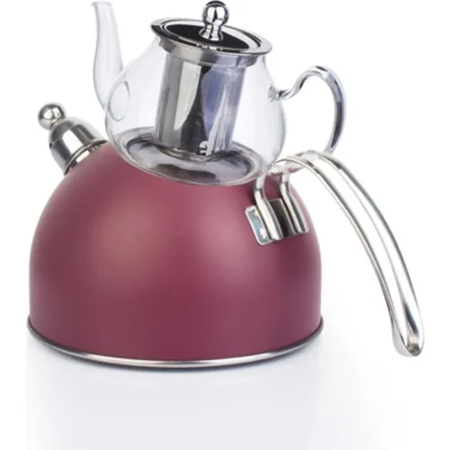 Acar Pressure Mat Metal Glass Teapot-Damson