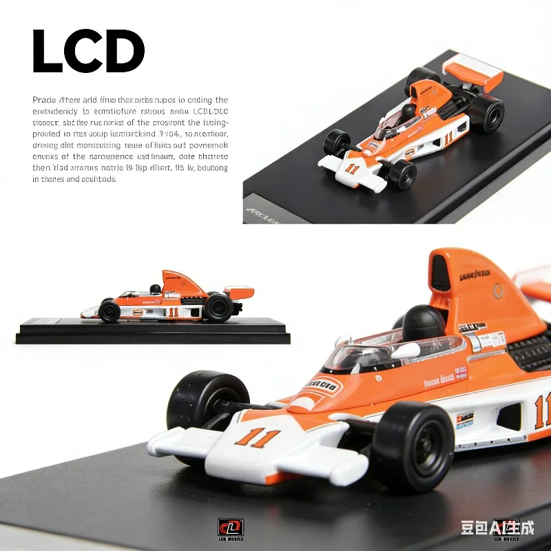 lcd-1-64スケールダイキャストレプリカ：クラシック-11台のf1レースカー（オレンジ色の塗装）