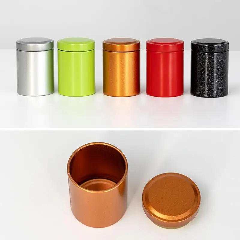 Mini Tea Tin Can 1pc Portable Empty Tea Storage Jar Sealed Container for Travel Kitchen Organizer Household Use