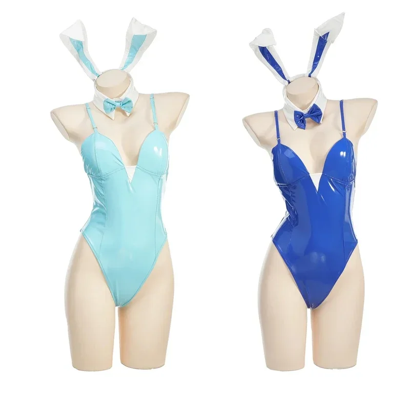 EE01 In Stock Toki Asuna Asuma Ichinose Cosplay Costume Blue Archive Sexy Leather Latex Bunny Girl Set Wig Halloween XmasIo0！